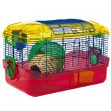 Colorful Kaytee CritterTrail Primary Habitat for hamsters with exercise wheel, food dish, and cozy nest.
