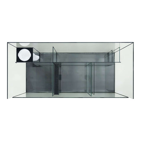 Top view of Kraken Aquarium featuring sump filtration system and premium Starfire glass construction.