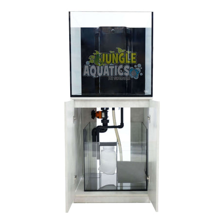 Kraken Aquarium with Sump and Cabinet featuring premium Starfire glass for crystal-clear viewing.