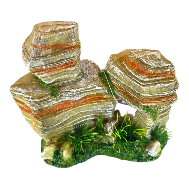 Layered Balancing Rocks Aquarium Ornament ideal for adding natural beauty to aquariums and terrariums.