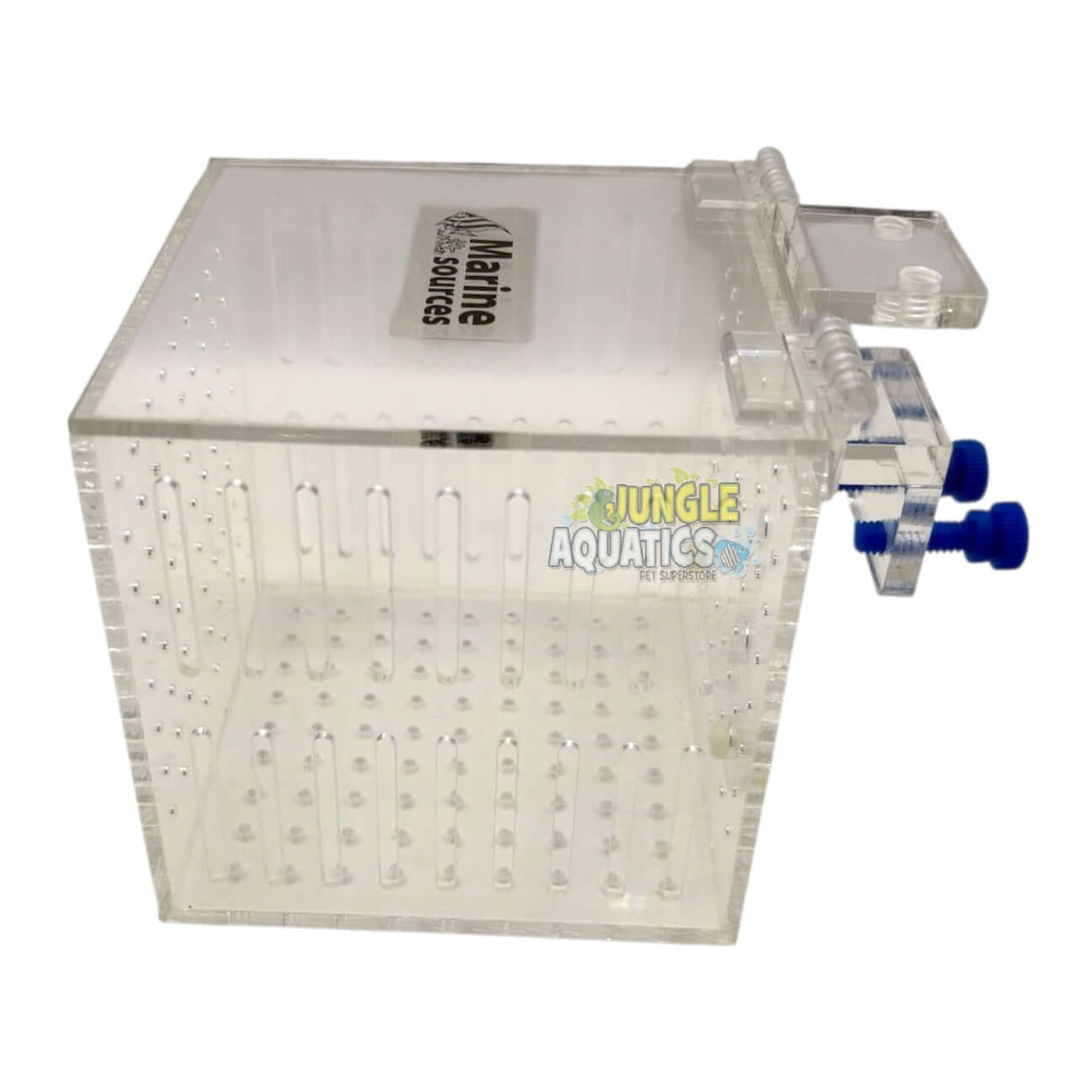 Marine Sources Fish Isolation Box for aquarium use, measures 105mm x 105mm x 105mm, ideal for isolating fish.