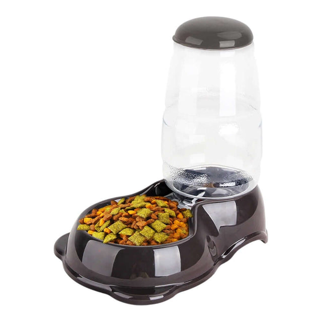 Marltons Gravity Feeder with transparent reservoir and pet food, ensuring an automatic feeding solution for pets.