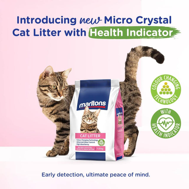 Marltons Micro Crystal Cat Litter 1.5kg with Health Indicator for early detection and ultimate peace of mind