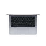 Pre-owned Apple 14inch Macbook Pro with M2 Max chip, 12 core CPU, 30 core GPU 1TB SSD - Space Grey keyboard view.