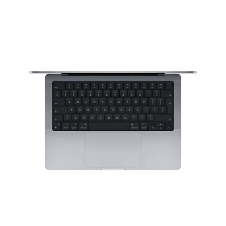 Pre-owned Apple 14inch Macbook Pro with M2 Max chip, 12 core CPU, 30 core GPU 1TB SSD - Space Grey keyboard view.