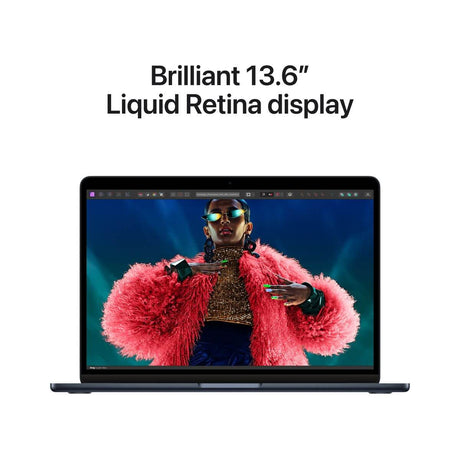 Brilliant 13.6 inch Liquid Retina display on Pre-owned Apple MacBook Air 13inch M3 Chip 8 core CPU 10 core GPU, 16GB, 512GB SSD - Midnight