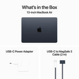 What's in the Box for Pre-owned Apple MacBook Air 13inch M3 Chip 8 core CPU 10 core GPU, 16GB, 512GB SSD - Midnight.