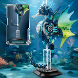 Mechanical Seahorse 7011 LEGO model featuring lifelike details and vibrant colors in an underwater setting.