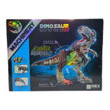 MJI Machinery Dinosaur 13050 building blocks set with T-Rex design and illustrated instruction booklet.