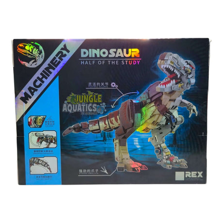 MJI Machinery Dinosaur 13050 building blocks set with T-Rex design and illustrated instruction booklet.
