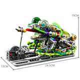 MJI Machinery Frog 13058 building blocks set displayed with dimensions, showcasing detailed design and vibrant colors.