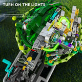 MJI Machinery Frog 13058 with lights activated, showcasing intricate building blocks and accessories for creative builds.