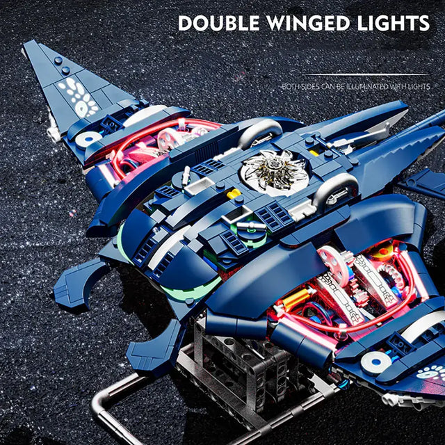 MJI Machinery Mobulidae 13057 building blocks featuring double winged lights and intricate detailing.