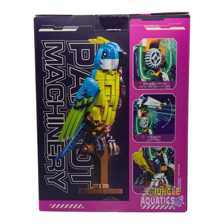 MJI Machinery Parrot 13052 building blocks set packaging with detailed images and colorful design.