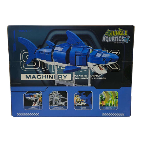 MJI Machinery Shark 13054 building blocks set packaging featuring detailed shark model and instruction booklet