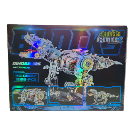 MJI Mechanical Dinosaurs 13087 building blocks set featuring dinosaur models and colorful packaging.