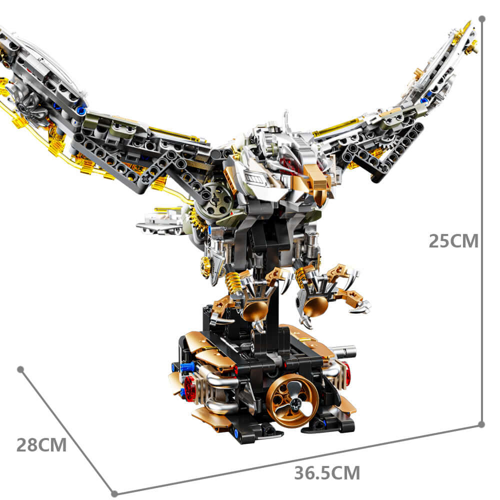 MJI Mechanical Eagle 13084 detailed image showing dimensions and build design of the eagle model.
