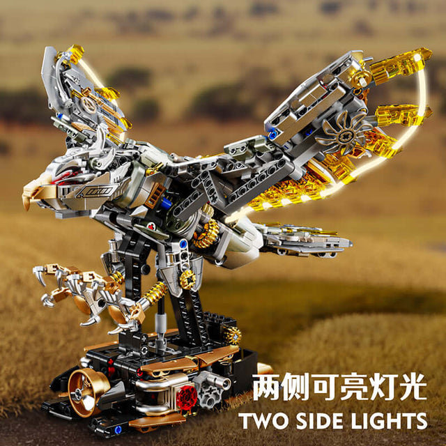 MJI Mechanical Eagle 13084 building blocks set, featuring detailed design and impressive side lights.