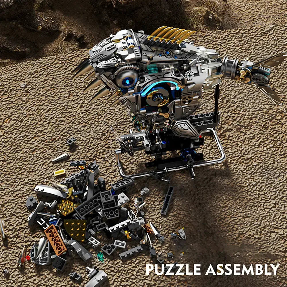MJI Mechanical Piranha 13092 building blocks in a creative puzzle assembly with detailed parts displayed.