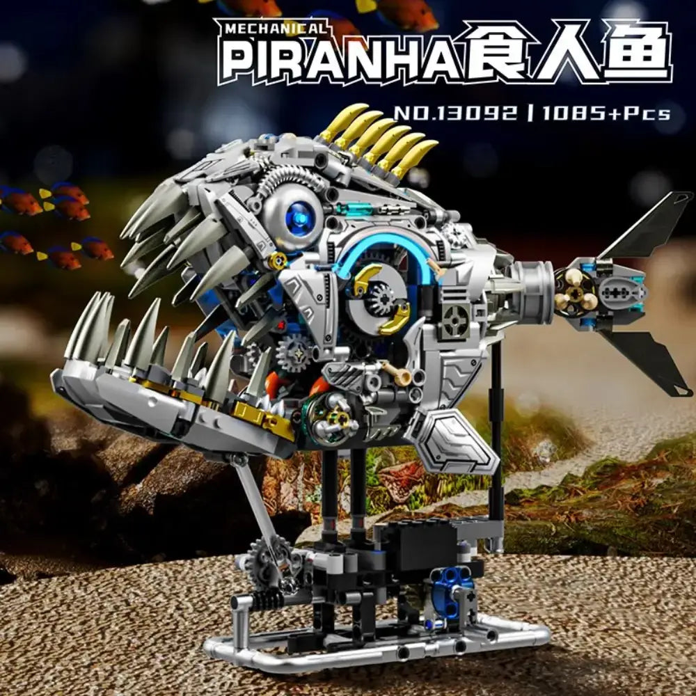 MJI Mechanical Piranha 13092 detailed view with realistic features, showcasing its intricate design and build quality.