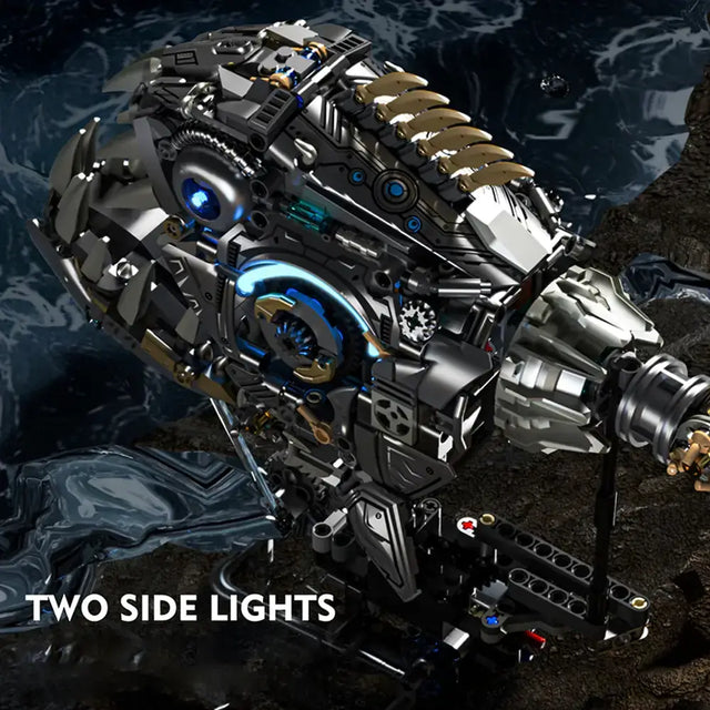 MJI Mechanical Piranha 13092 featuring detailed build with side lights and intricate design elements.