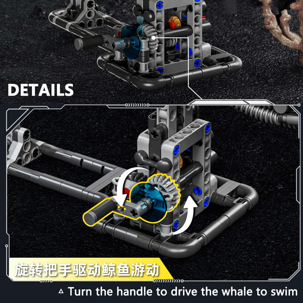 MJI Mechanical Whale 13059 assembly details showcasing gear mechanism for motion and play functionality.