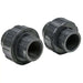 Two black PVC slip and threaded fittings for plumbing applications, ideal for secure water flow connections.