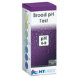 NT Labs Broad pH 6-9 Test Kit for ponds and aquariums, includes 40 tests and liquid reagents.