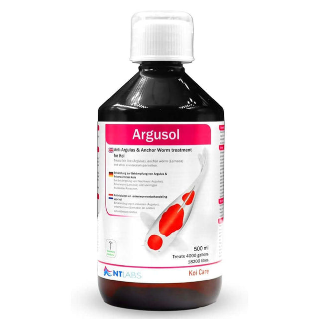NT Labs Koi Care Argusol 500ml for treating fish lice and anchor worm in koi.