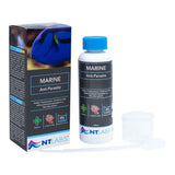 NT Labs Marine Anti Parasite bottle with dosing cup, treats marine white spot and velvet in fish.