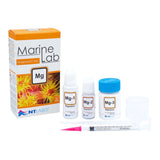 NT Labs Mg Marine Lab Magnesium Test Kit for coral health in reef aquariums, featuring test solutions and syringe.