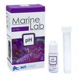 NT Labs Marine Lab pH Test Kit for accurate pH monitoring in marine aquariums with liquid reagent and color chart.
