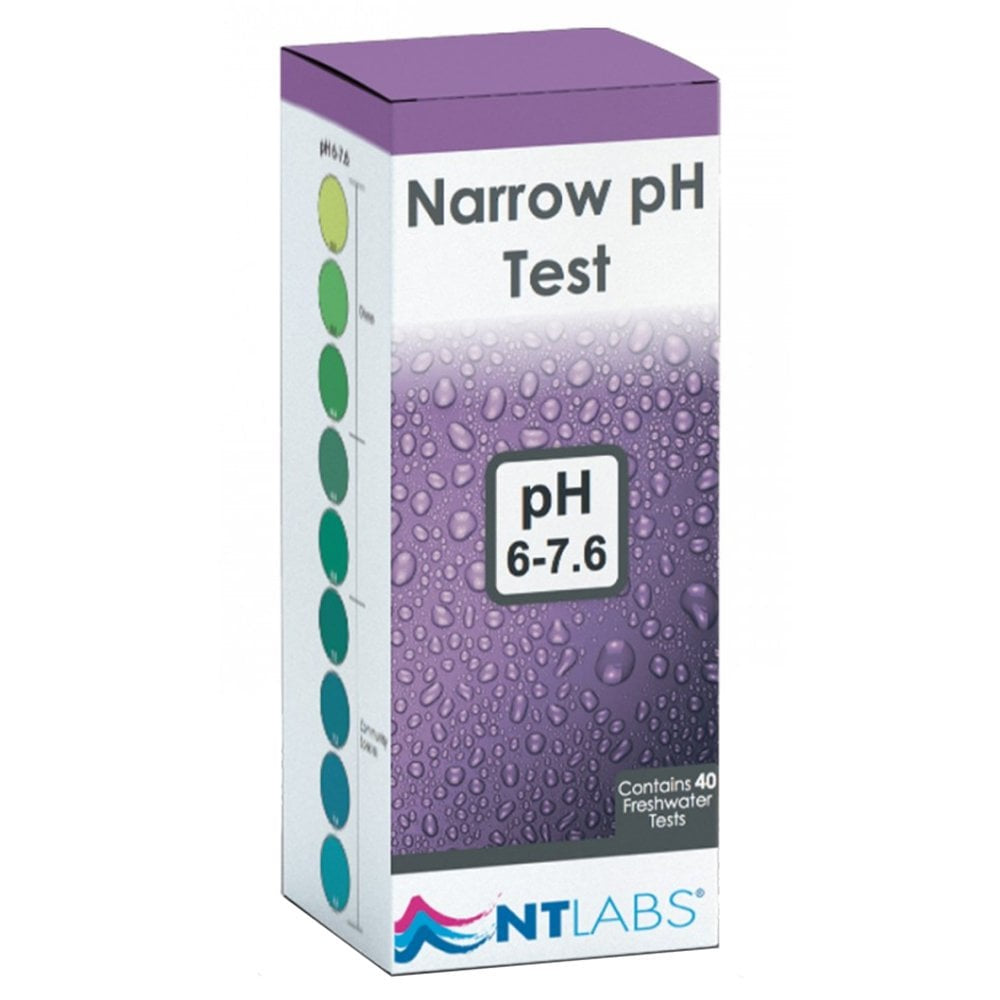 NT Labs Narrow pH Test Kit for ponds and aquariums, measures pH levels 6-7.6, includes 40 tests, easy to use.