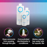 NT Labs Optimus Water Conditioner bottles displayed, highlighting their benefits for aquatic life and water safety.
