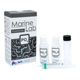 NT Labs Po4 Marine Lab Phosphate Test Kit with reagents and syringe for monitoring aquarium phosphate levels.