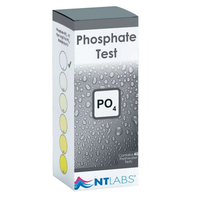 NT Labs Po4 Phosphate Test Kit for ponds and aquariums, includes 40 tests, easy-to-use liquid reagents.