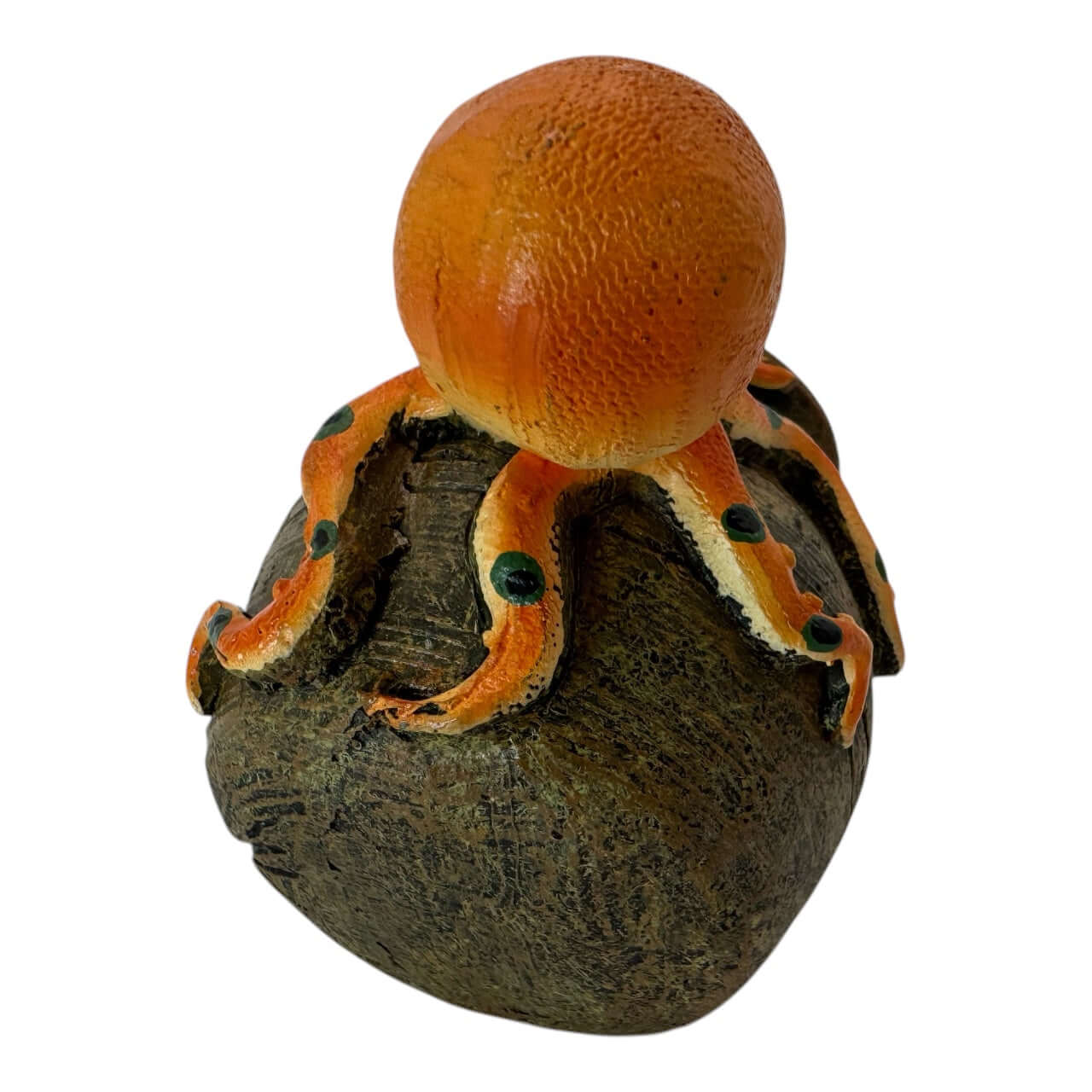 Vibrant octopus aquarium ornament perched on a weathered rock, perfect for enhancing your aquatic decor.