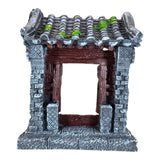Old China Gate aquarium ornament with realistic stone texture and detailed wooden accents, perfect for aquariums or dioramas.