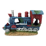 Old Locomotive Ornament featuring intricate details and weathered finish for aquarium decor.