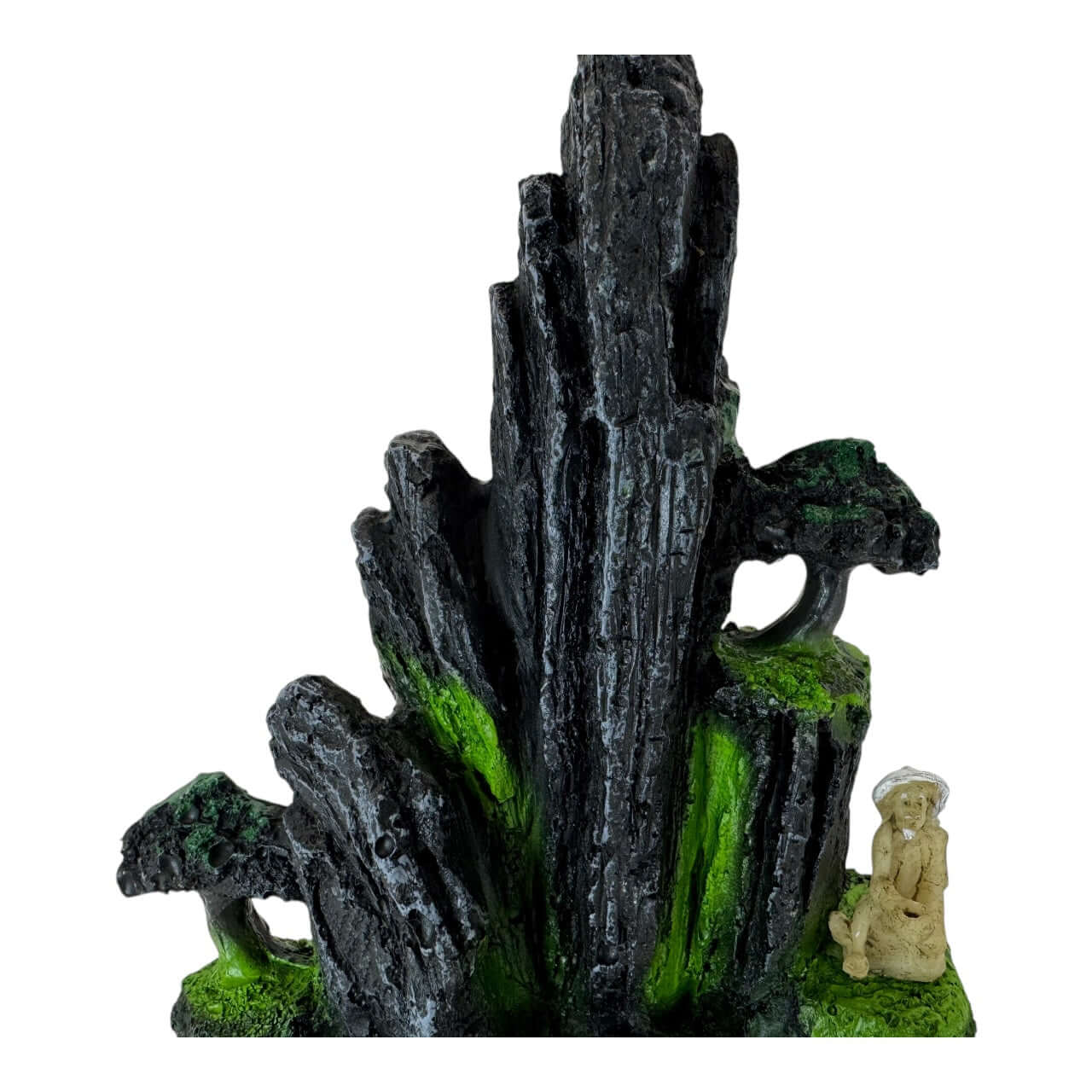 Old Man next to cliff aquarium ornament, realistic rock design for aquariums and terrariums.