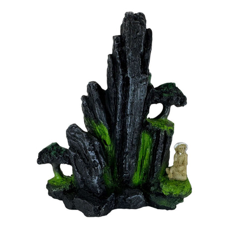 Old Man Next to Cliff Aquarium Ornament, realistic volcanic rock design for aquariums or terrariums.