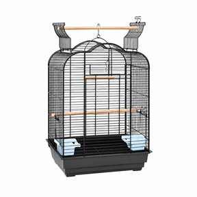 Bird Cage Cockatiel 48 x 36 x 68cm with curved wire roof and wooden perches for comfortable bird housing.