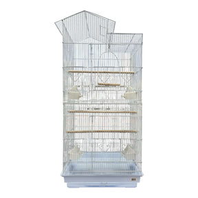 Bird Cage Budgie 48 x 36 x 100cm with stepped roof and wooden perches for budgies.
