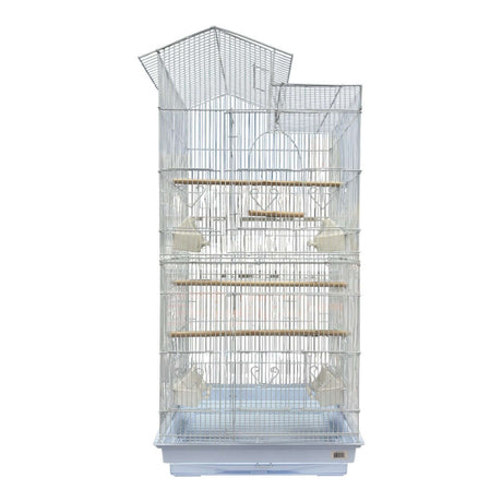 Bird Cage Budgie 48 x 36 x 100cm with stepped roof and wooden perches for budgies.