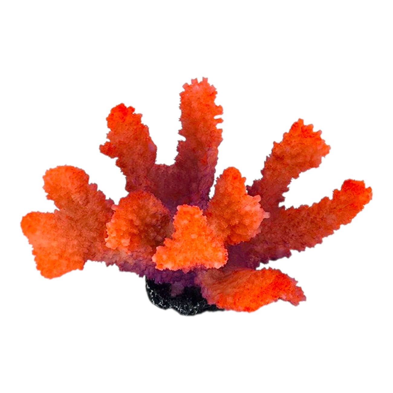 Vibrant orange coral aquarium ornament adding colorful decor to aquatic environments.