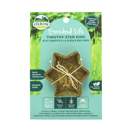 Oxbow Enriched Life Timothy Star Dish for pets, promoting natural behaviors and enrichment.