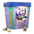Paw Patrol Peanut Butter Mini Paws dog treats 500g bucket with peanut butter flavored biscuits.