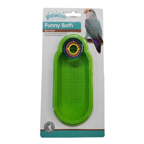 Pawise Funny Bird Bath in green, designed for fun and entertainment for pet birds. Perfect for playful bird activities.