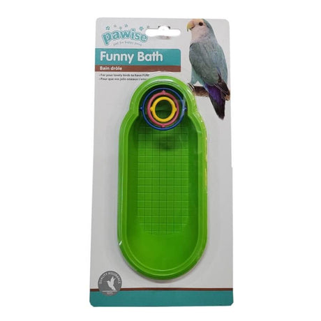 Pawise Funny Bird Bath in green, designed for fun and entertainment for pet birds. Perfect for playful bird activities.