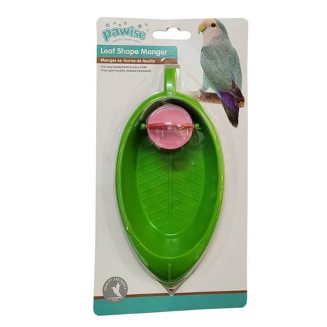 Pawise Leaf Shape Manger Bird Bath in green, designed for bird entertainment and bathing fun.